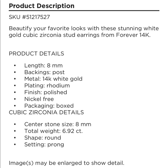 FOREVER 14KWHITE GOLD CUBIC ZIRCONIA EARRINGS NIB - Picture 16 of 16
